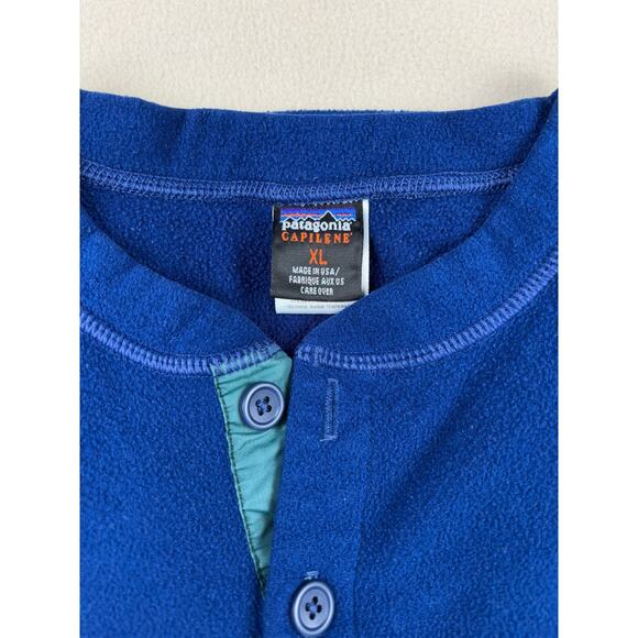 Vintage Patagonia Men's XL Capilene Fleece Henley Base Layer Blue 90s gorpcore - Picture 6 of 9
